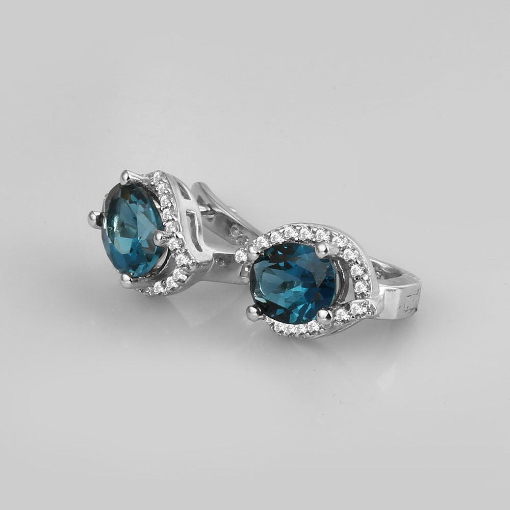 Irregular Inlaid S925 Silver Inlaid Natural Topaz Earrings