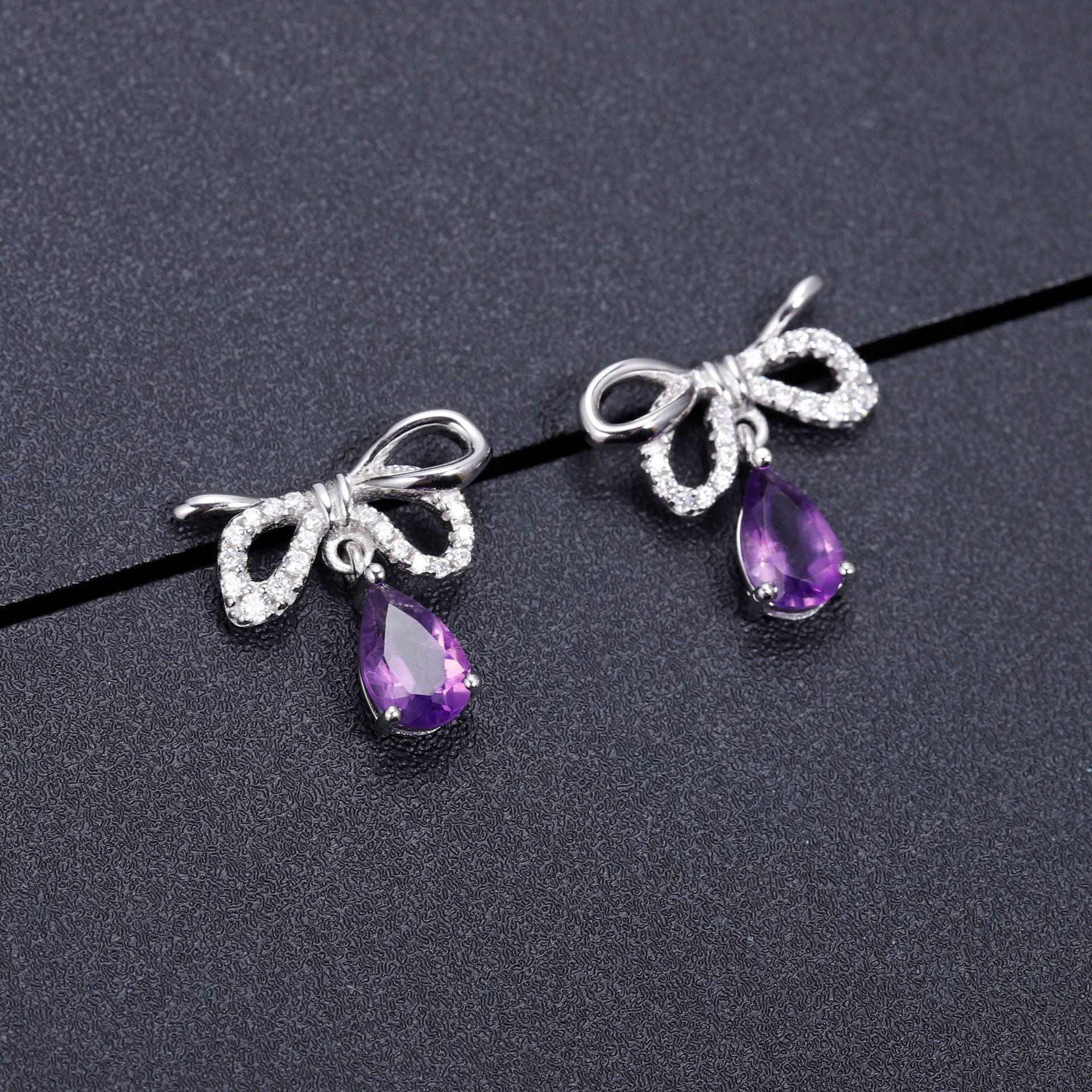 Bowknot Droplet Design S925 Sterling Silver Earrings