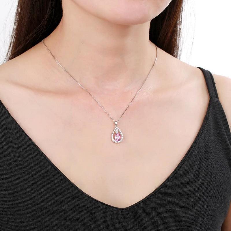 Exquisite Droplet Design S925 Sterling Silver Necklace-BlingRunway