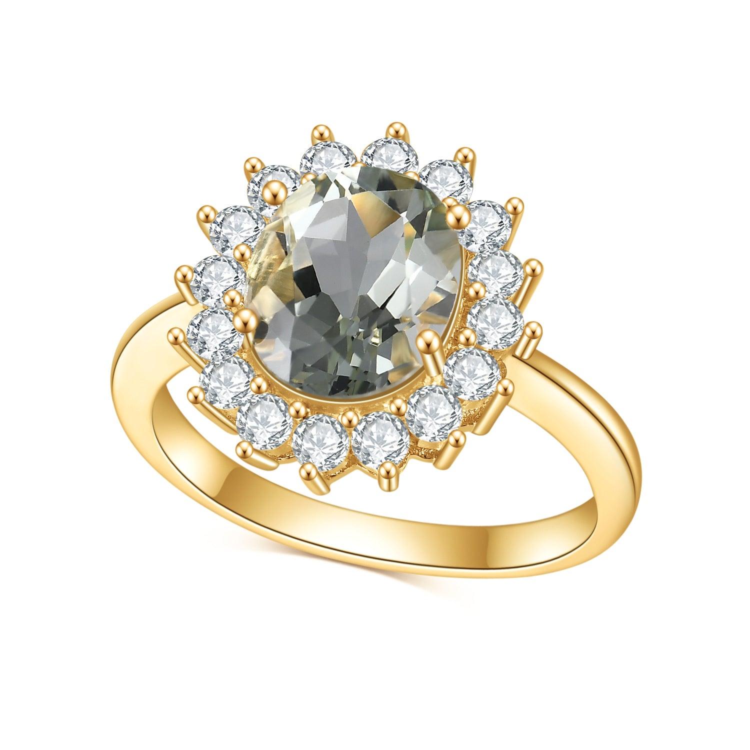 Polaris Design S925 Sterling Silver Natural Green Amethyst Ring-BlingRunway