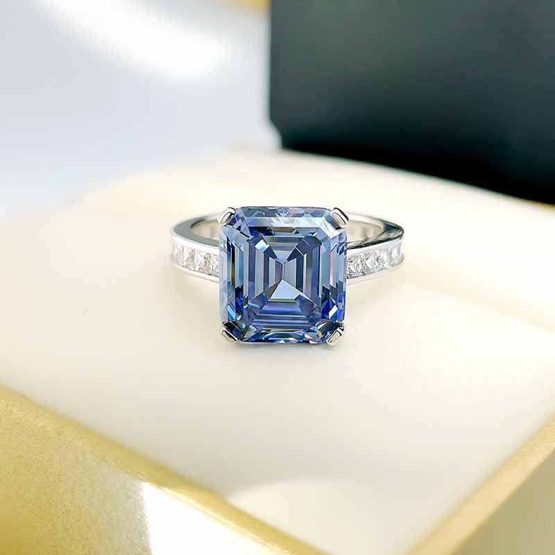 Luxury Inlaid Square Synthetic Gem S925 Sterling Silver Ring-BlingRunway