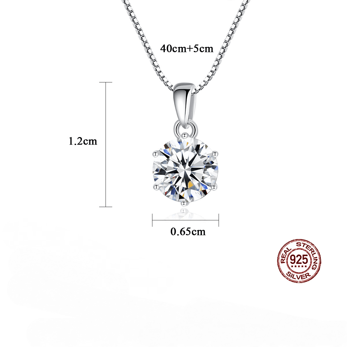 Simple Inlaid 1 Carat Moissanite S925 Silver Necklace