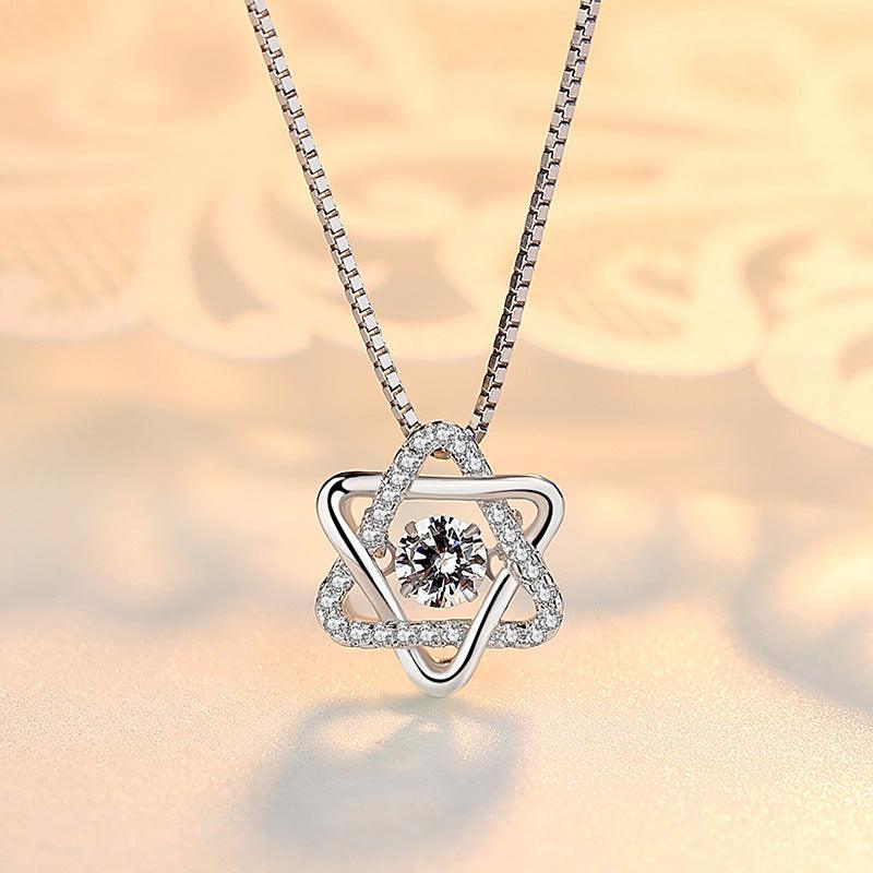 S925 Sterling Silver Pentagram Zircon Necklace