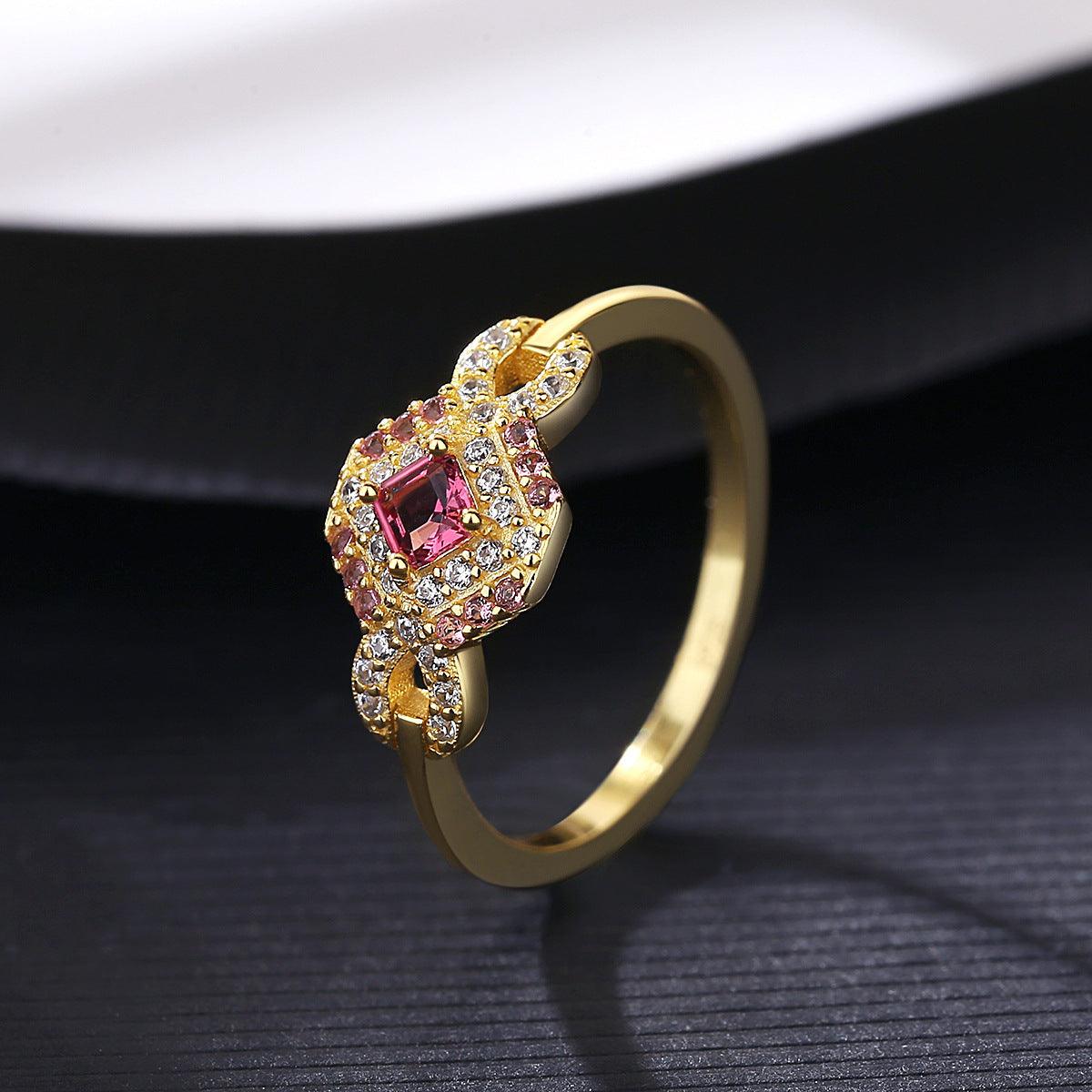 Vintage Pink Zircon Bow Handmade Silver Ring-BlingRunway