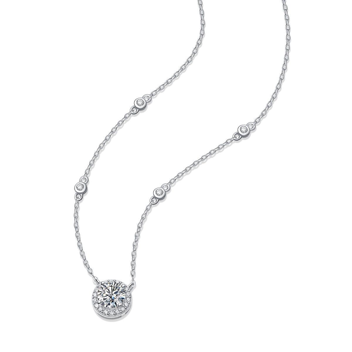 Classic Round Pendant S925 Sterling Silver Necklace-BlingRunway