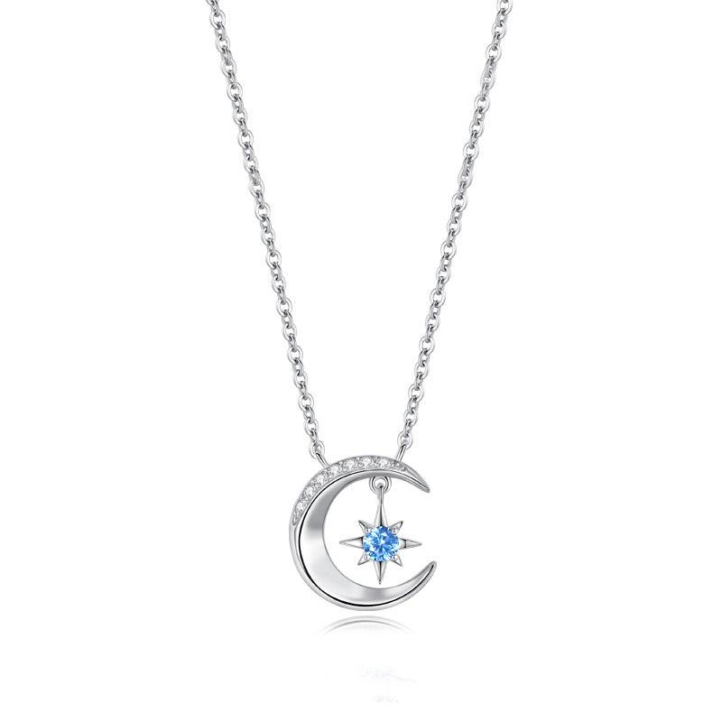 Star Moon Pendant S925 Sterling Silver Necklace