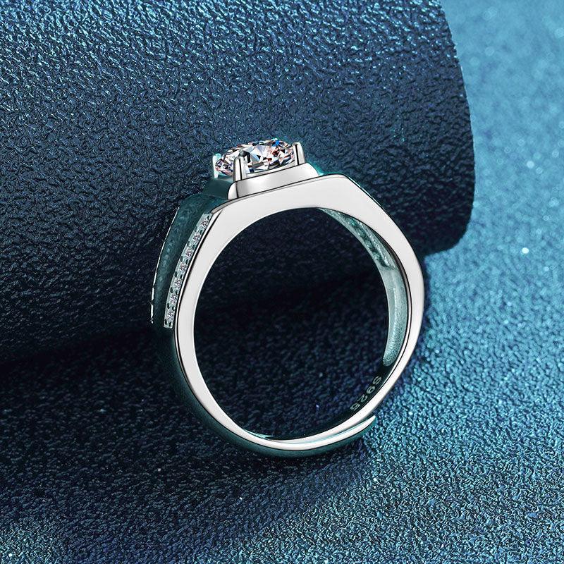 Domineering One Carat Zircon S925 Sterling Silver Ring