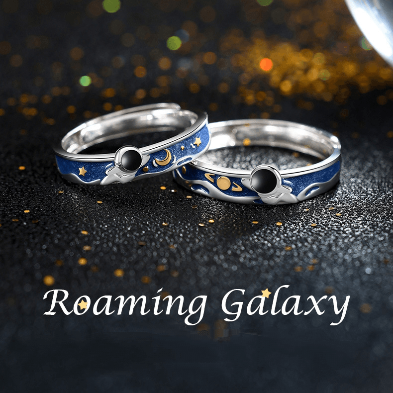 Roaming the Galaxy Astronaut 925 Sterling Silver Couple Ring-BlingRunway