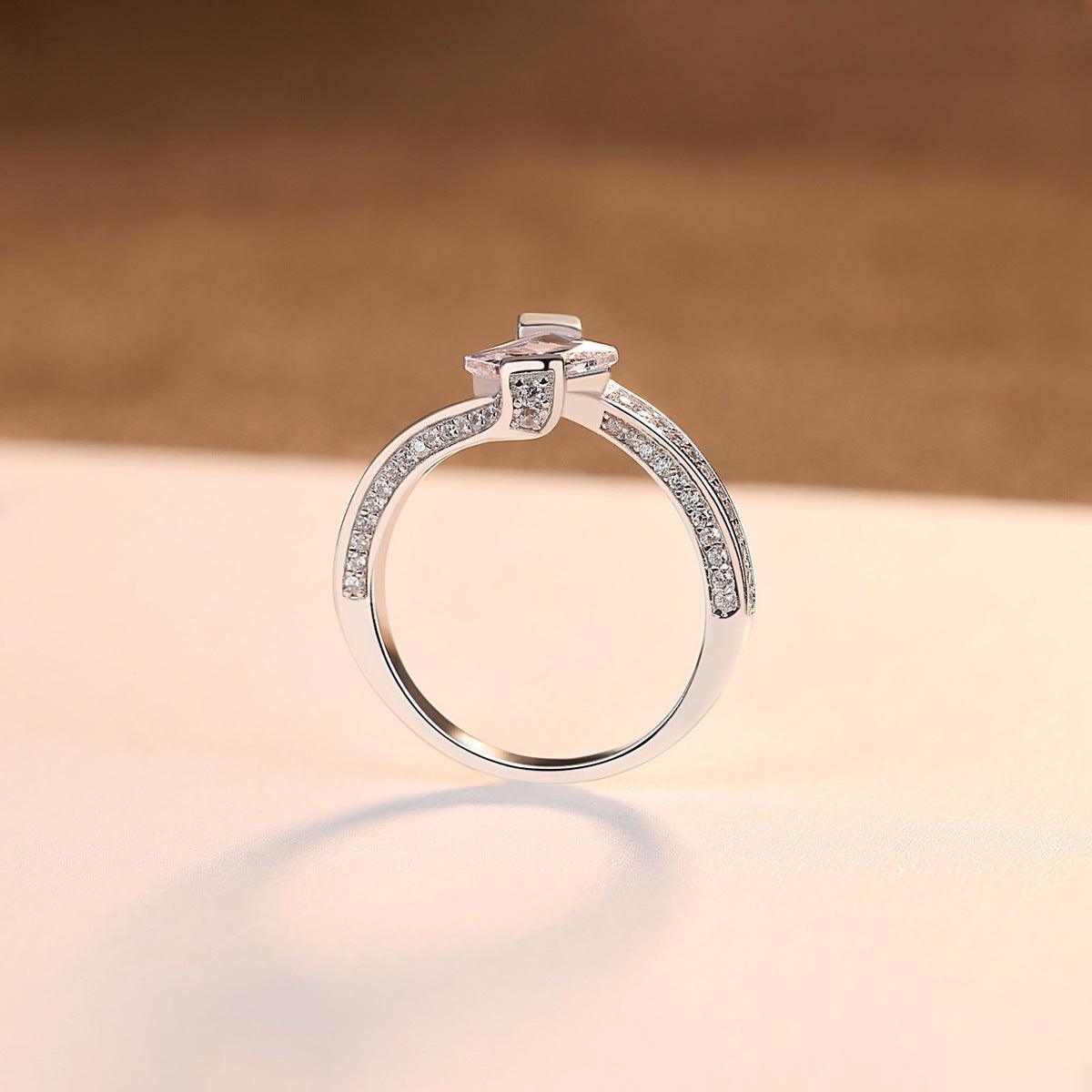 Simple cubic zirconia handmade silver ring-BlingRunway