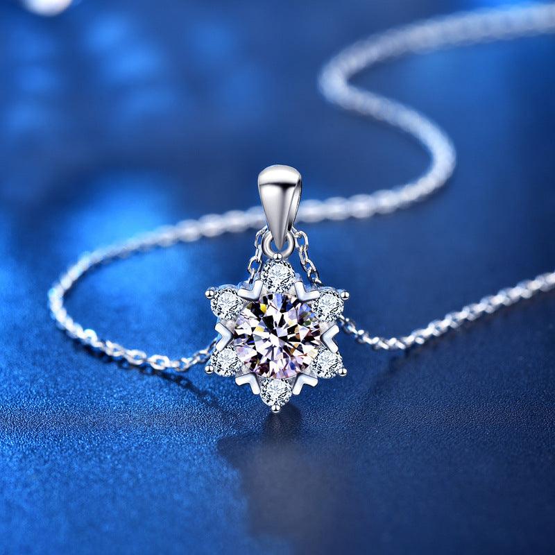 Snowflake Moissanite Pendant S925 Sterling Silver Necklace