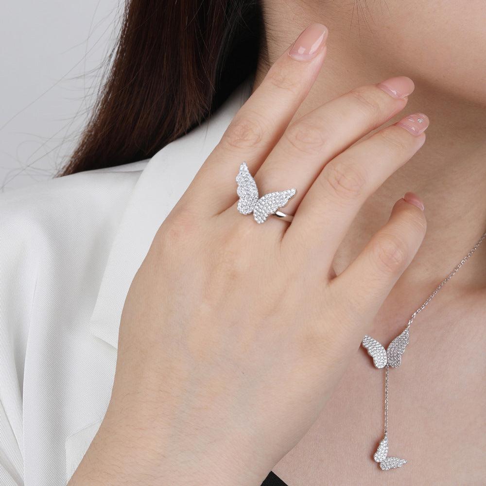 Peg-set Butterfly Handmade Collection S925 Sterling Silver Ring-BlingRunway