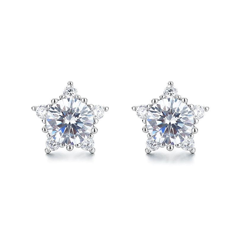 Bling Runway star female zircon earrings pink Zircon cute earrings-BlingRunway