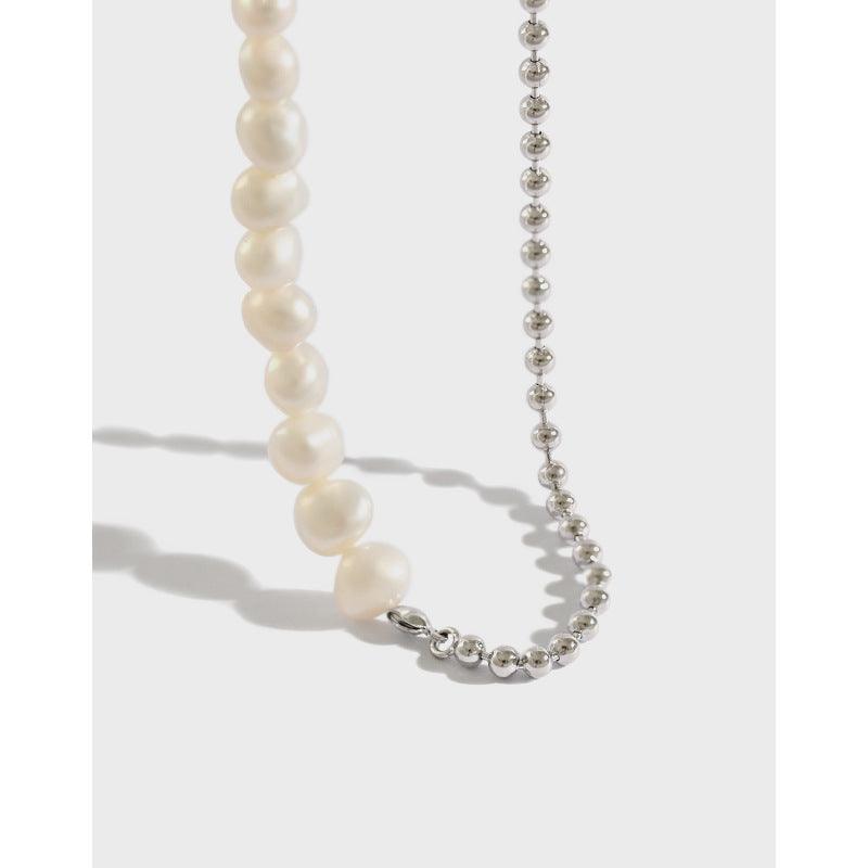 Half Pearl Half Sterling Silver Necklace