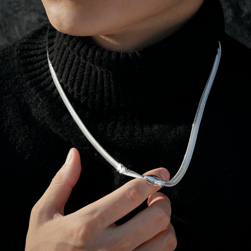 Two-Wear "Silver Ouroboros" Snake Necklace-BlingRunway