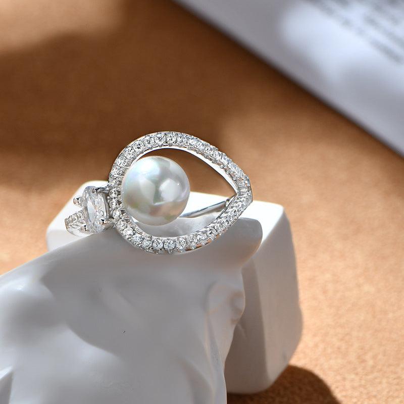 Inlaid pearl handmade series S925 silver ring-BlingRunway