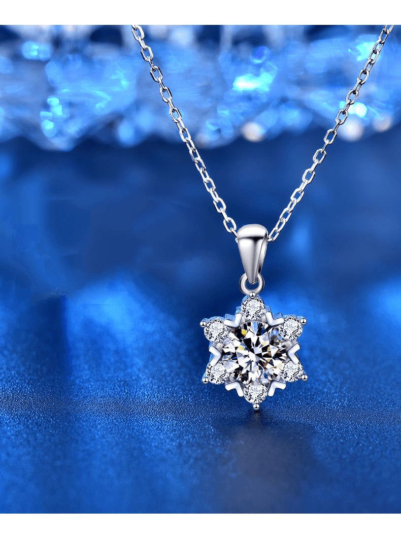 Snowflake Moissanite Pendant S925 Sterling Silver Necklace