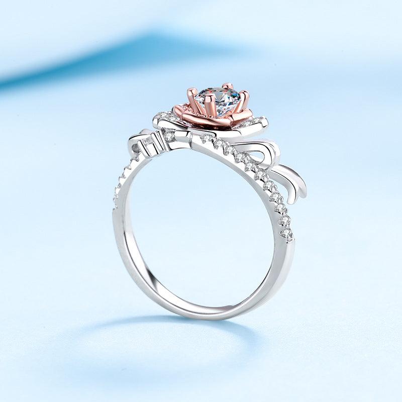 Tiktok Jewelry Rose Color Separation Craft Handmade Silver Ring-BlingRunway