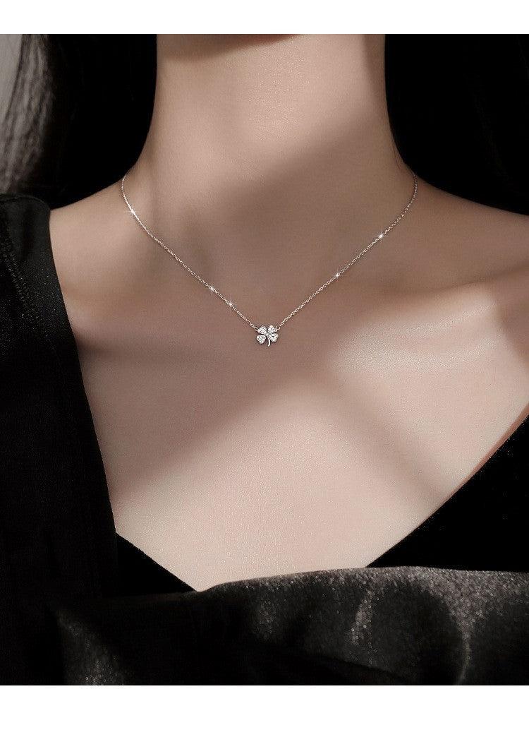 Delicate Clover Pendant S925 Sterling Silver Necklace