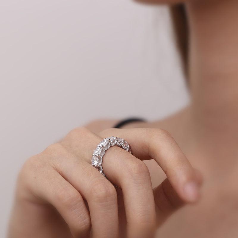 Hemp Rope Design Zircon Handmade Silver Ring-BlingRunway