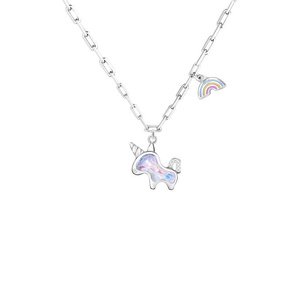 Aurora series unicorn s925 silver necklace-BlingRunway