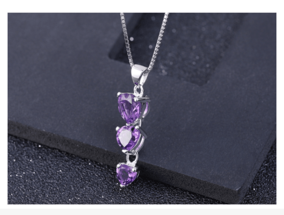 Heart Shape Meteor S925 Sterling Silver Natural Amethyst Necklace