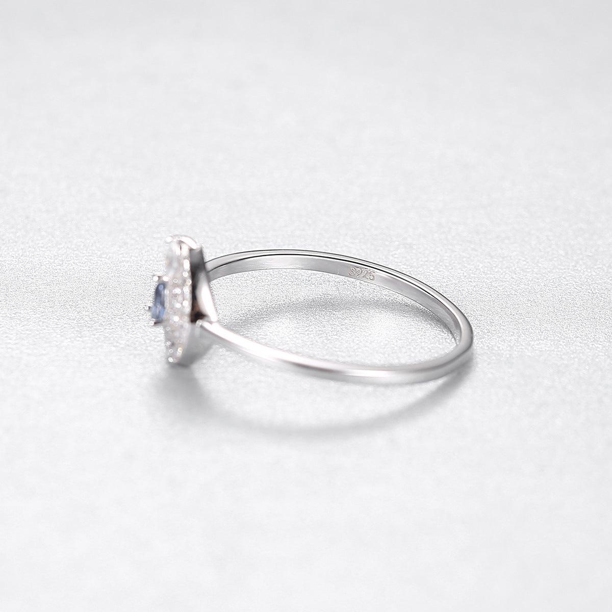 Sapphire Eye Handmade Silver Ring-BlingRunway