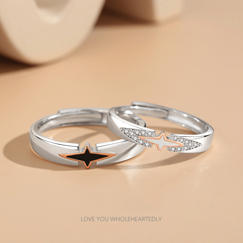 Star Handmade S925 Sterling Silver Couple Ring