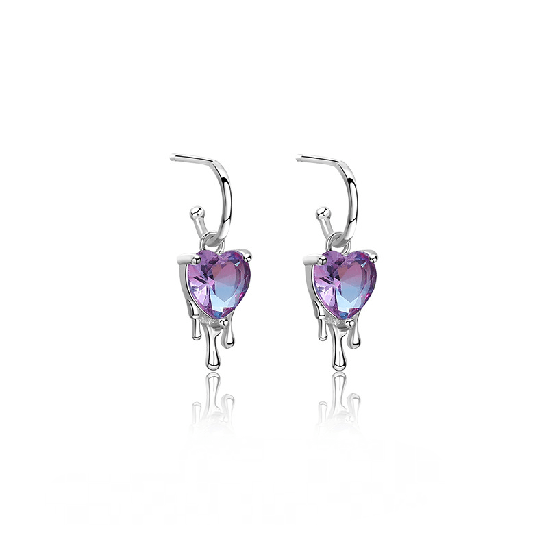 Lava Heart Zircon S925 Sterling Silver Earrings-BlingRunway