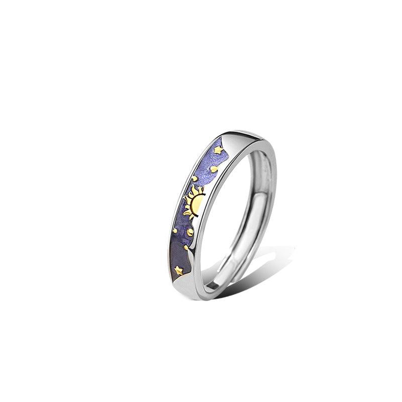 Sun and Moon Missing S925 Sterling Silver Couple Ring