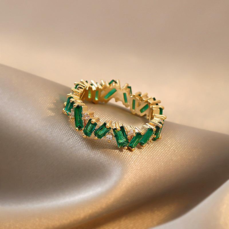 Bling Runway Emerald Ring Female Minority Design Japanese women's index-BlingRunway