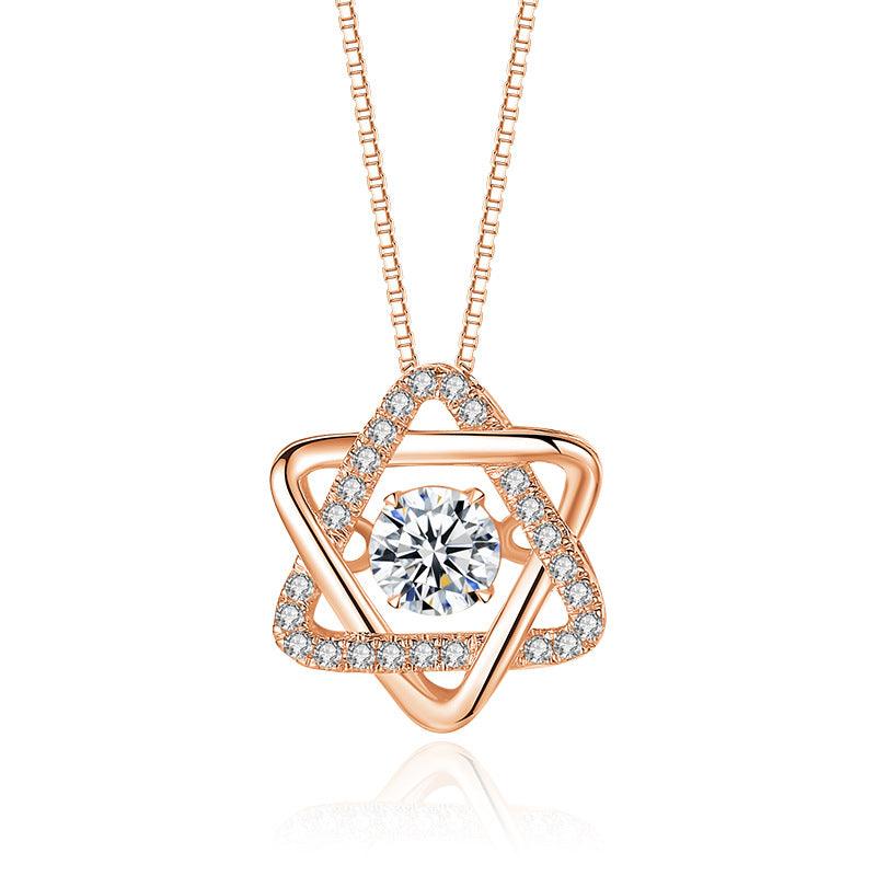 S925 Sterling Silver Pentagram Zircon Necklace-BlingRunway