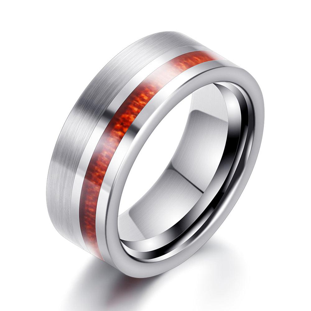 Wood grain tungsten steel ring-BlingRunway