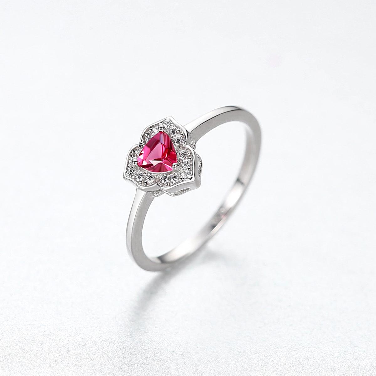 Ruby stamen handmade silver ring-BlingRunway