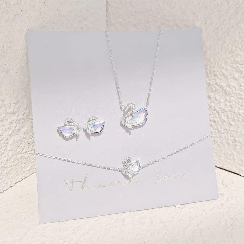 Aurora series little swan s925 sterling silver necklace-BlingRunway