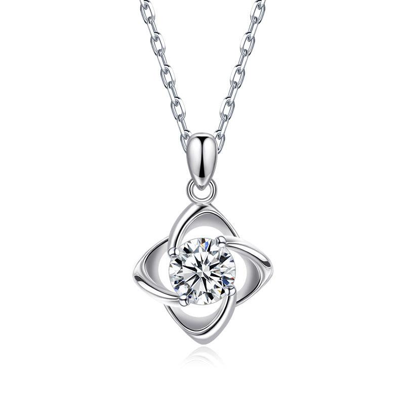 S925 sterling silver heartbeat series four-leaf clover necklace