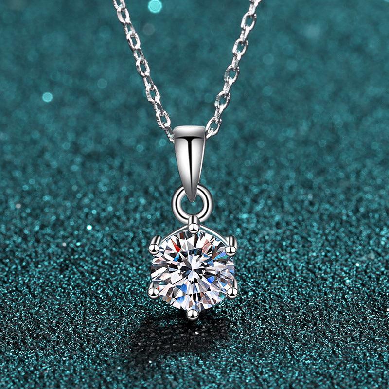 Heartbeat Series 1 Carat Moissanite 925 Sterling Silver Necklace-BlingRunway