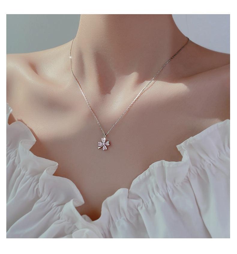 Delicate Clover Pendant S925 Sterling Silver Necklace