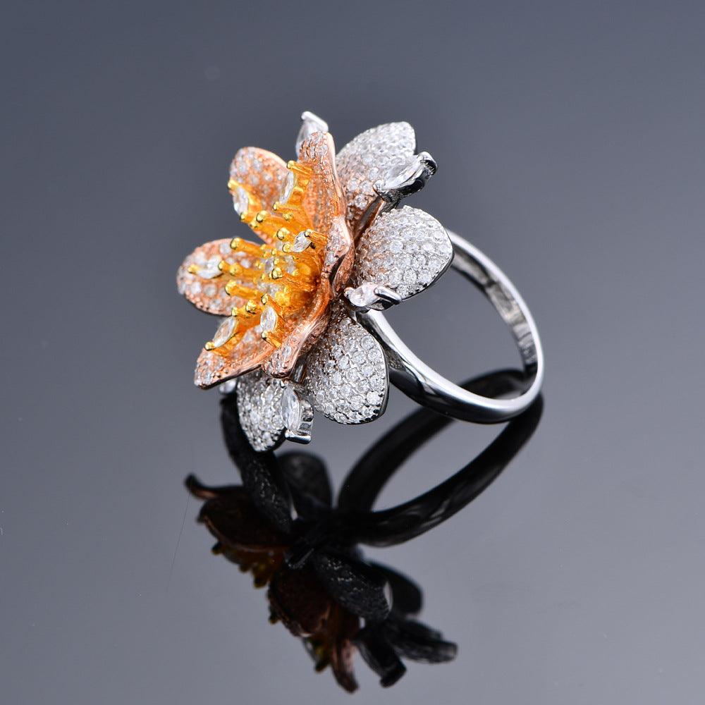 Zircon Flower Handmade Series S925 Sterling Silver Ring-BlingRunway