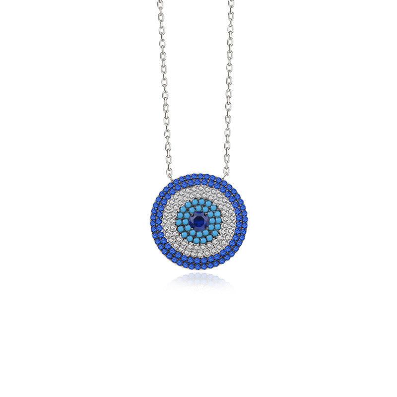 Round Evil Eye S925 Sterling Silver Necklace-BlingRunway