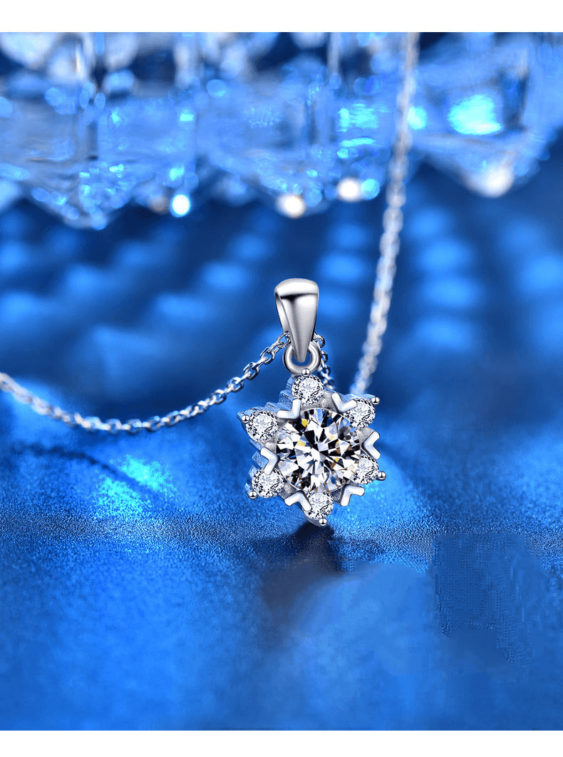 Snowflake Moissanite Pendant S925 Sterling Silver Necklace