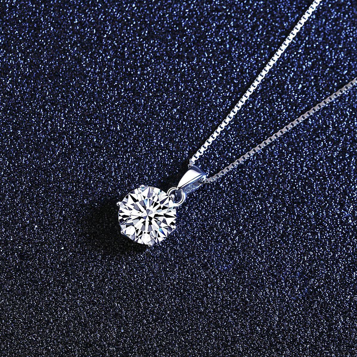 Simple Inlaid 1 Carat Moissanite S925 Silver Necklace