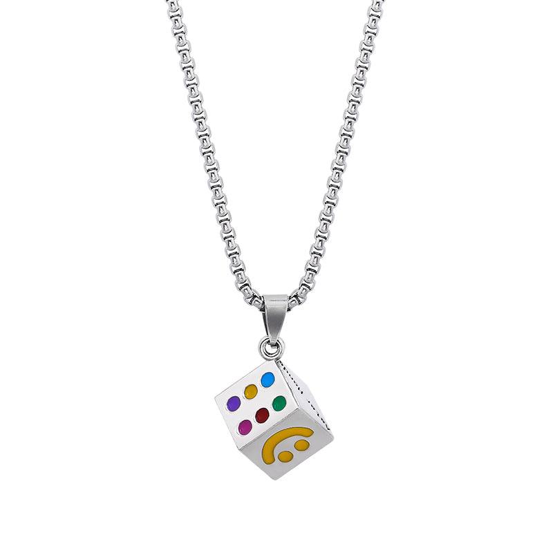 Lucky Smiley Dice Transshipment Pendant Necklace-BlingRunway