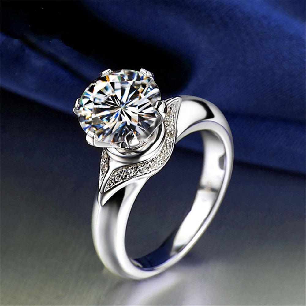 Classic Super Flash Zircon Handmade Silver Ring-BlingRunway