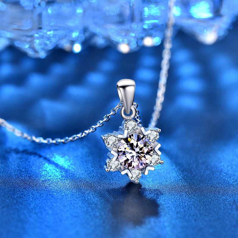 Snowflake Moissanite Pendant S925 Sterling Silver Necklace