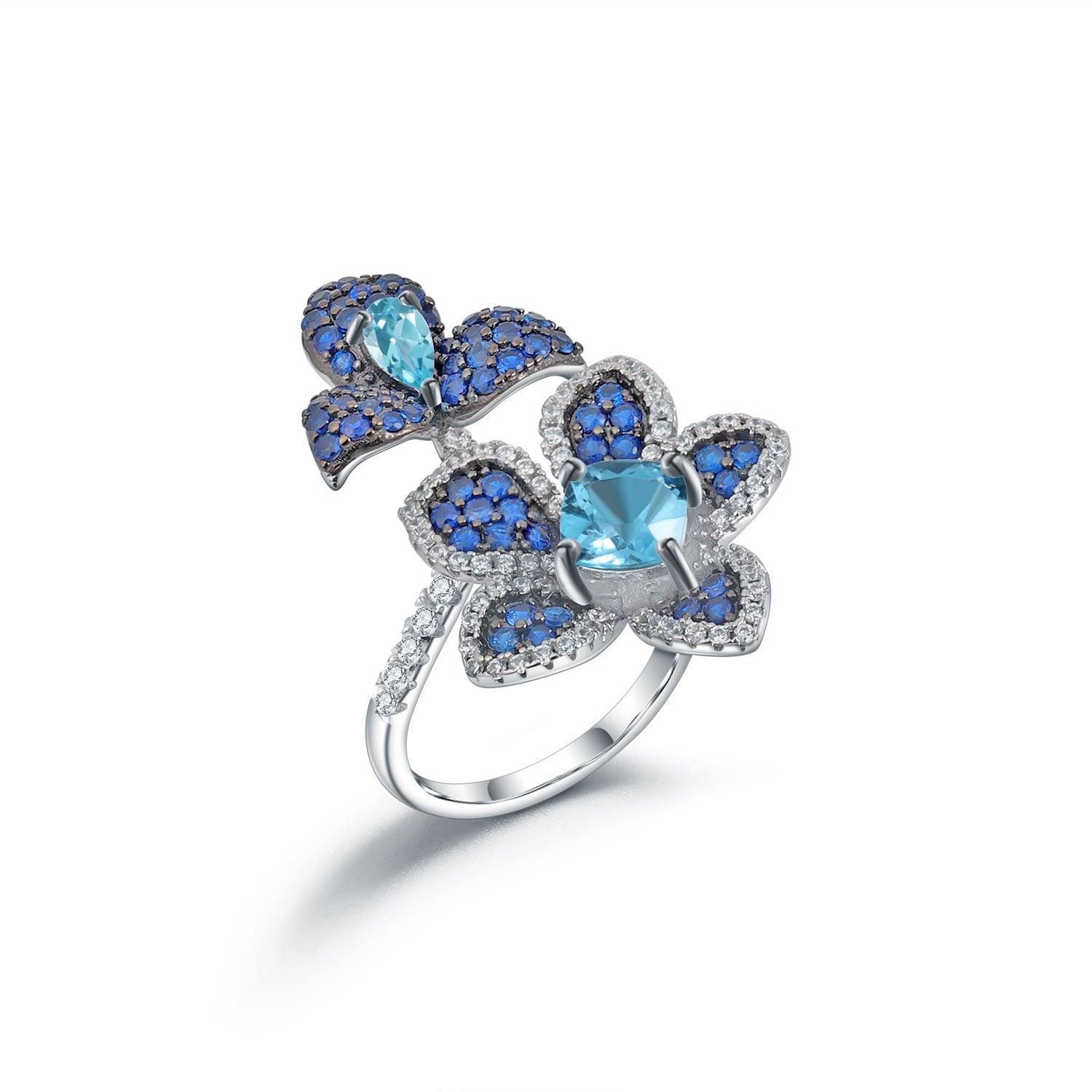 Natural Floral Design Handmade Collection S925 Sterling Silver Ring-BlingRunway