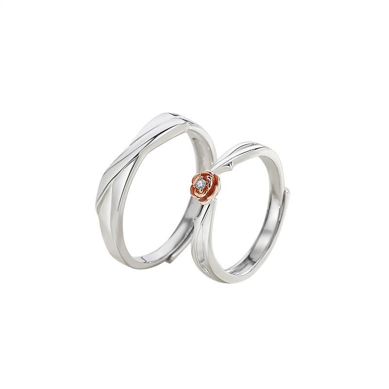 The Prince's Rose Mobius Design S925 Silver Couple Ring-BlingRunway