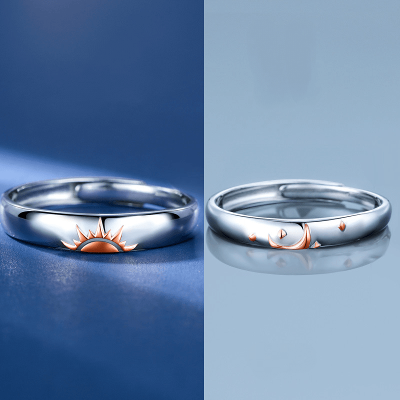 Sun and Moon S925 Sterling Silver Couple Ring