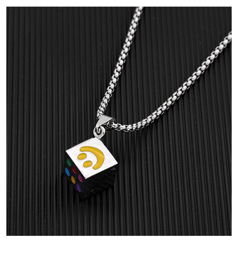 Lucky Smiley Dice Transshipment Pendant Necklace