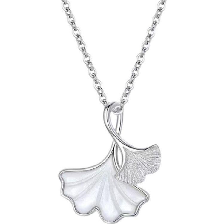 Ginkgo Pendant S925 Sterling Silver Necklace-BlingRunway