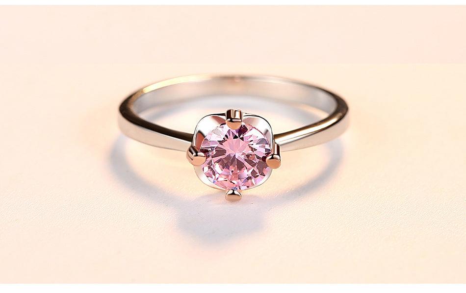 Rose Gold Paw Set Pink Zircon S925 Silver Women's Ring